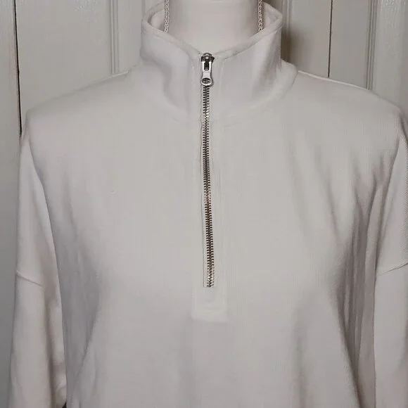 Aerie White Half-Zip Sweatshirt - Picture 4 of 13